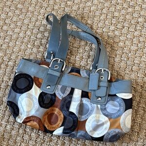 Coach Blue and Brown Signature Shoulder Bag